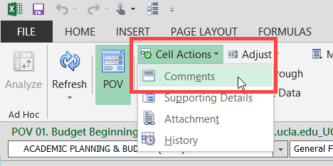 click on cell actions and select comments