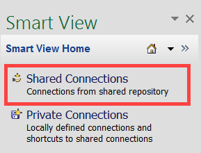 click on shared connections in smart view