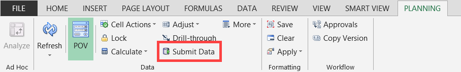 click submit in the planning ribbon to submit your input